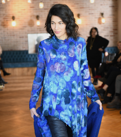 Bubbles Print Blue Dress for Women.